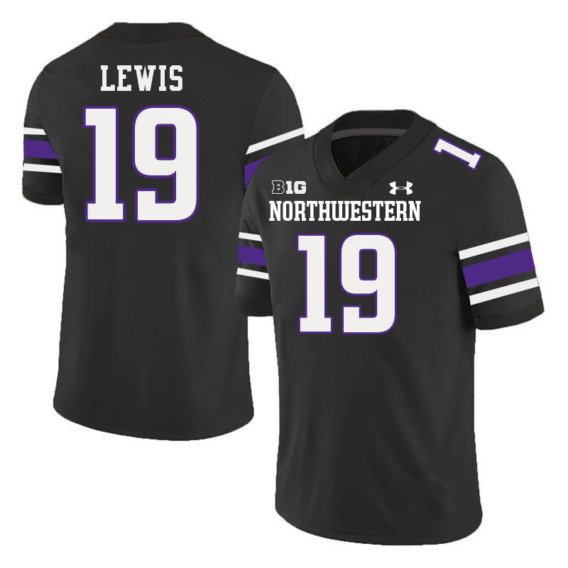 Northwestern Wildcats #19 J.J. Lewis College Football Jerseys Stitched-Black